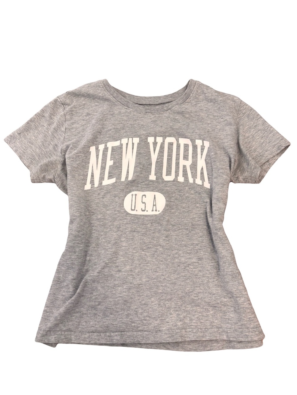 Brandy Melville Gray New York U.S.A. Short Sleeve Baby Tee